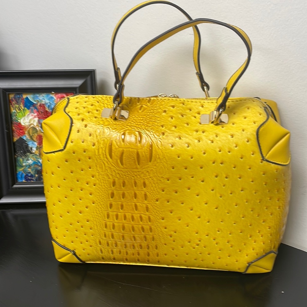 Faux Leather Ostrich Handbag